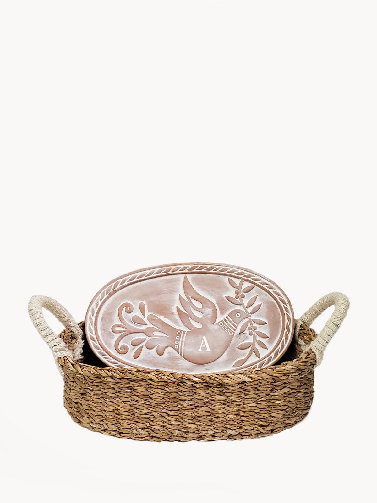 Handmade Bread Warmer & Wicker Basket - Bird Oval