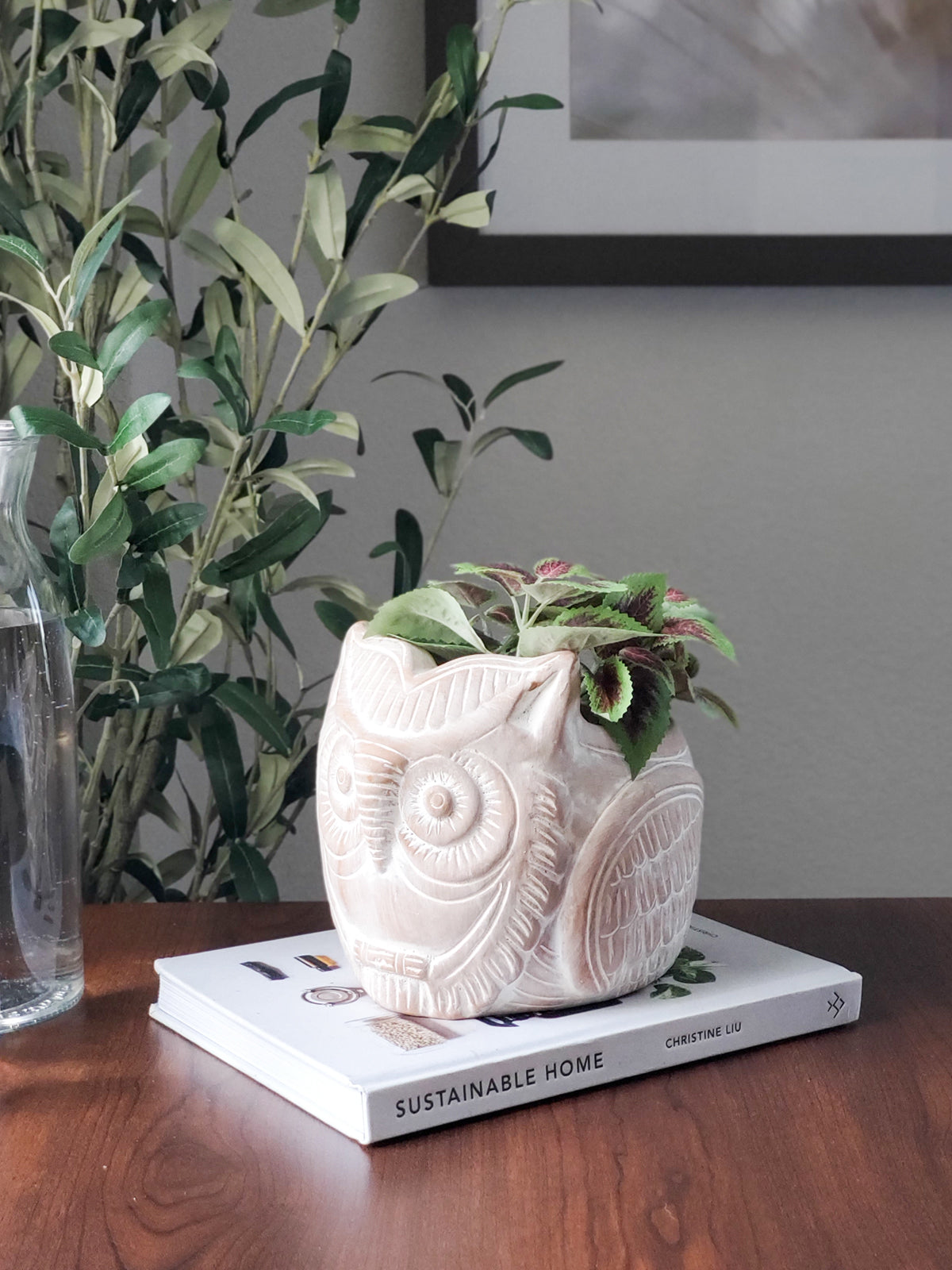 Mini owl planter from waste and paper clay: works for real plants