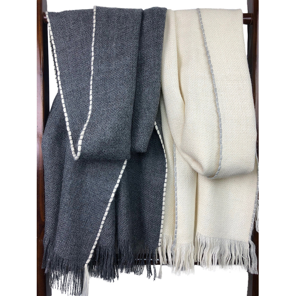 Shop Fair Trade Gray Herringbone Cashmere Scarf, Slate + Salt