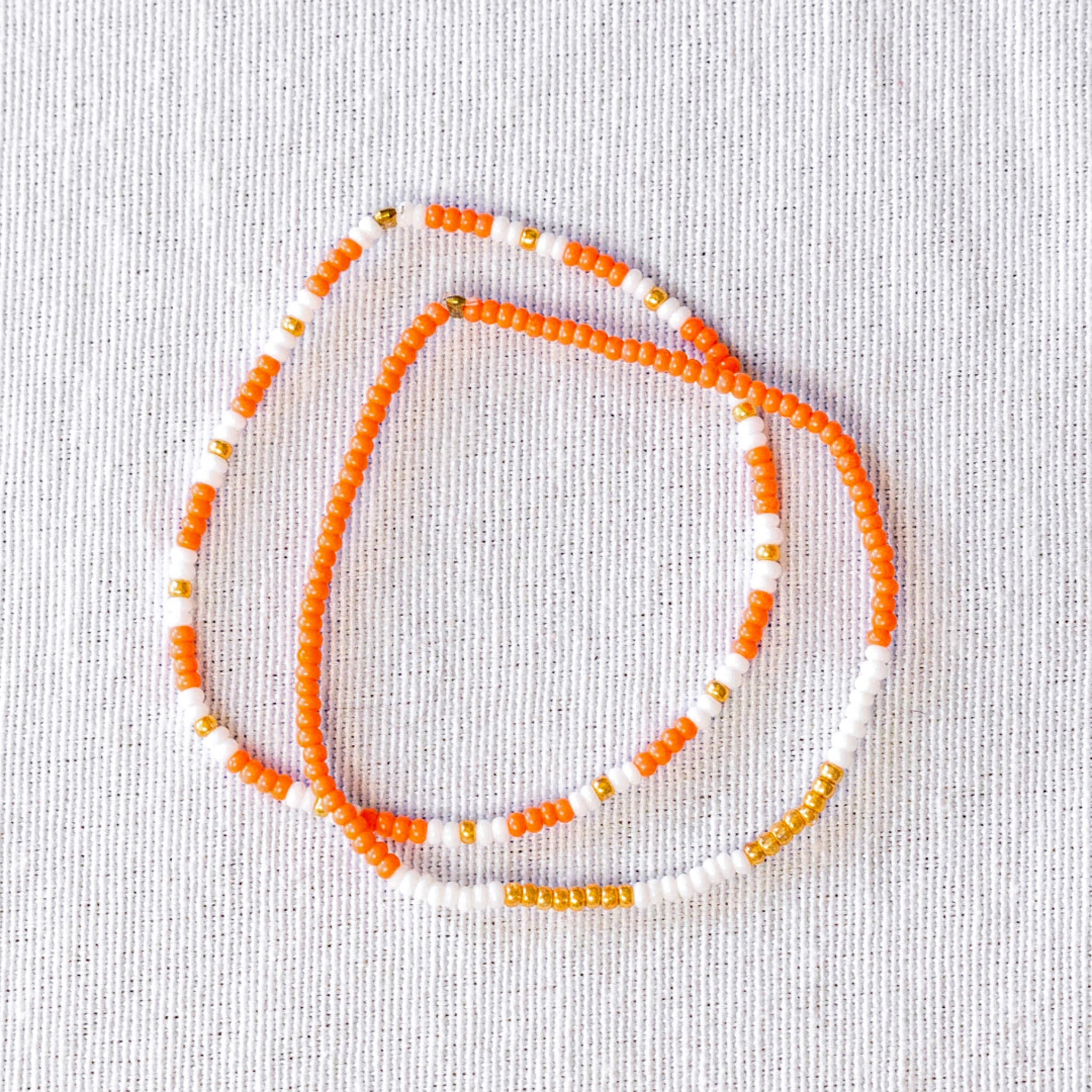 Simple Seed Bead Bracelets - Set of 2 Coral
