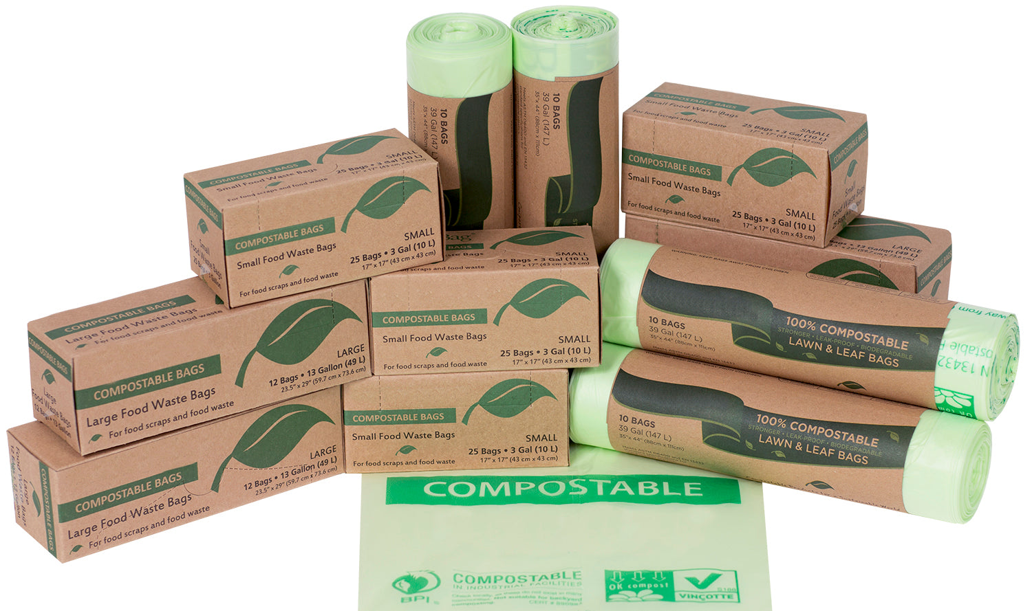 3 Gallon NaturBag Compostable Can Liners - Case of 500