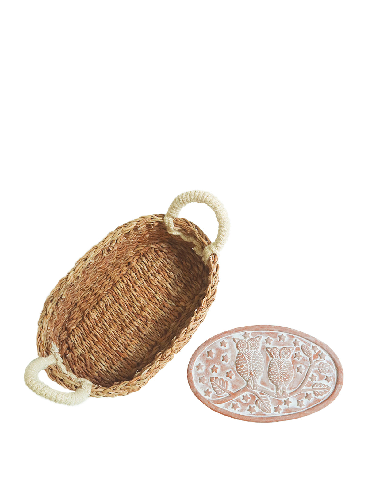 Handmade Bread Warmer & Wicker Basket - Bird Oval