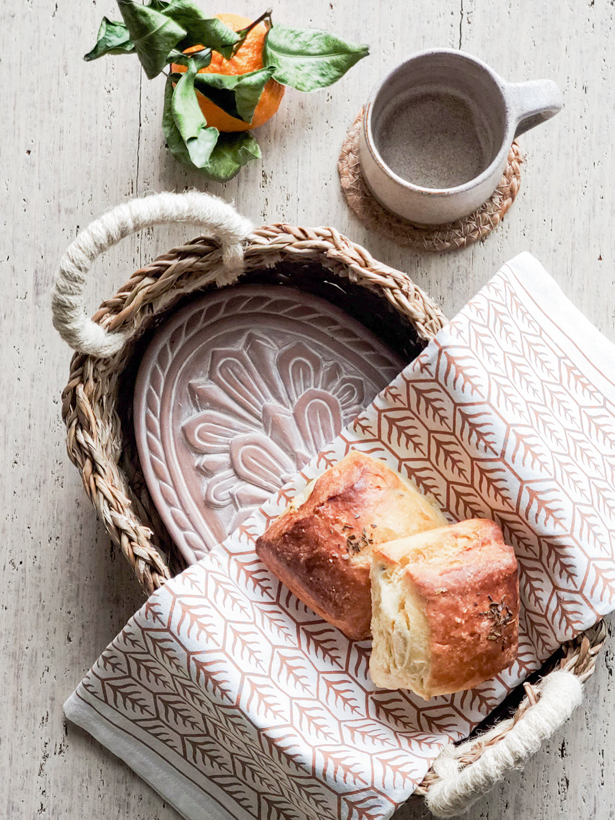 Handmade Bread Warmer & Wicker Basket - Flower Serving Accessories
