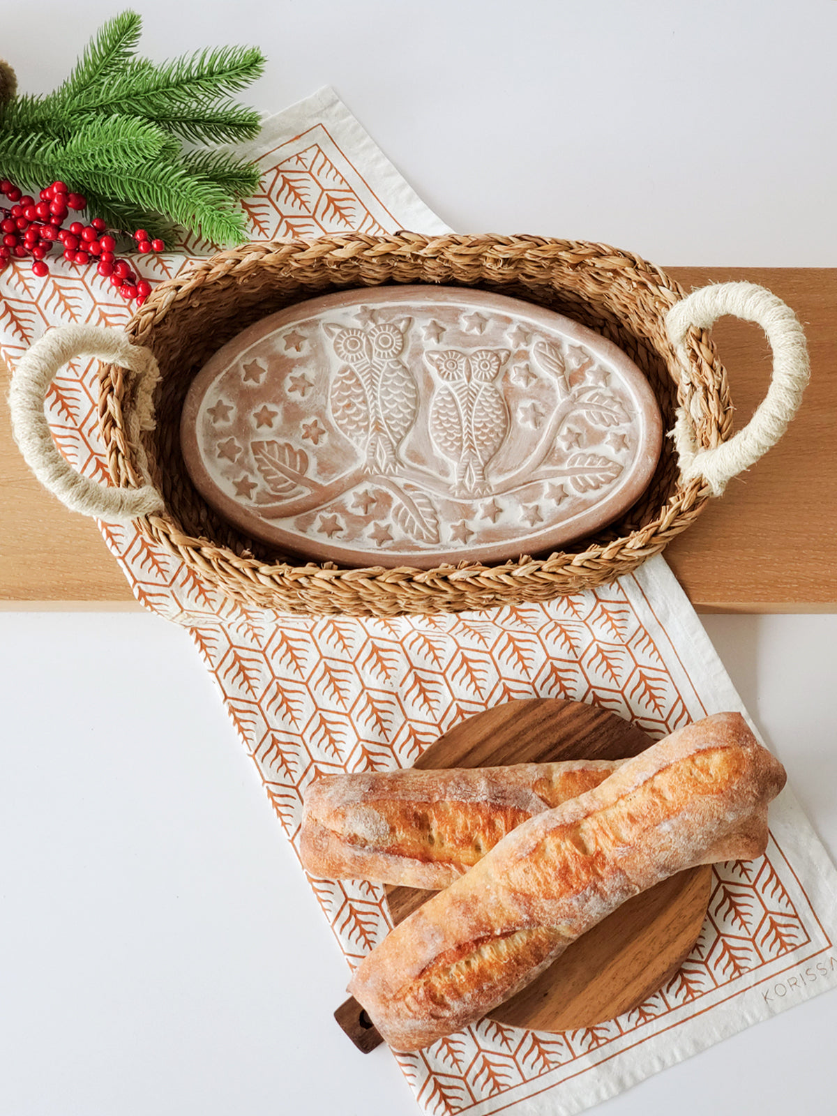 Birds in a Tree Bread Warmer Basket