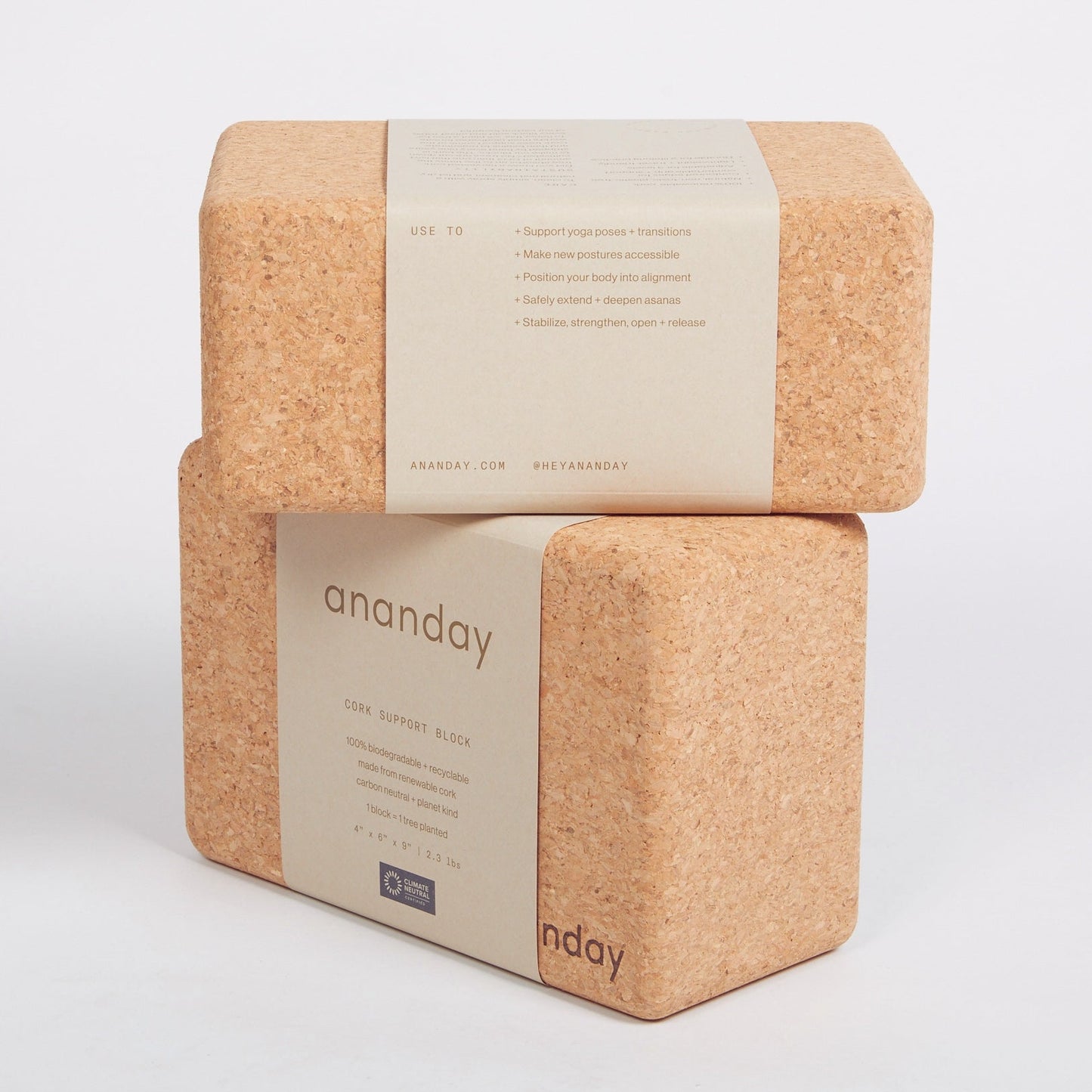 1 Pack Cork Yoga Blocks - Natural and Sustainable Cork Yoga Brick for  Supporting Yoga Poses