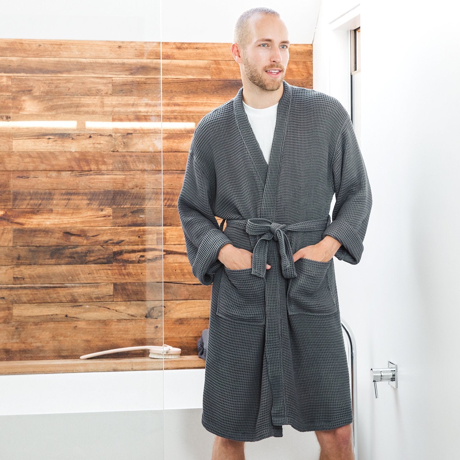 ettitude Waffle Towels - Slate / Bath Sheet