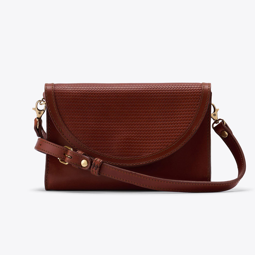 Cleo Convertible Crossbody Woven Brandy